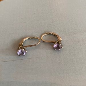 Silver Plated Earrings With A Lavender Colored Stone!